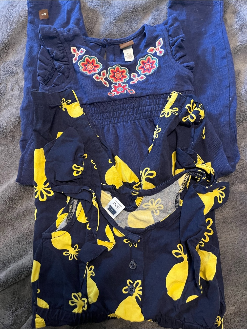 Tea & Janie & Jack 2 sleeveless rompers size 12-18 months